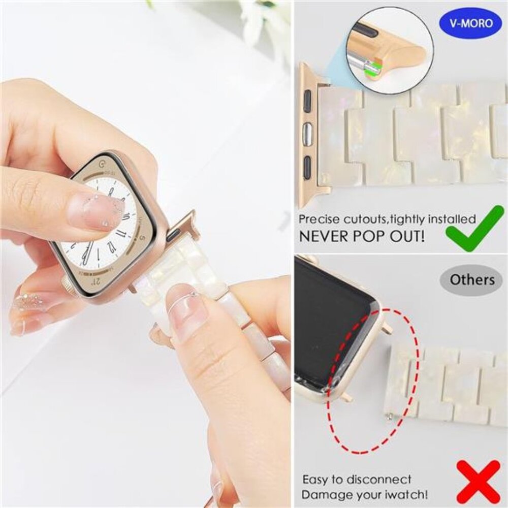 Resin Band Compatible with Series 7/8/9 Apple Watch Bands 41mm/40mm/38mm Strap - Picture 5 of 7